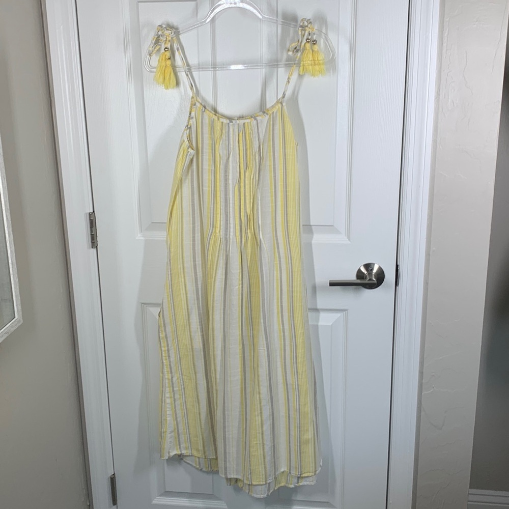 Blue Island yellow striped coverup dress size medium - Picture 2 of 9